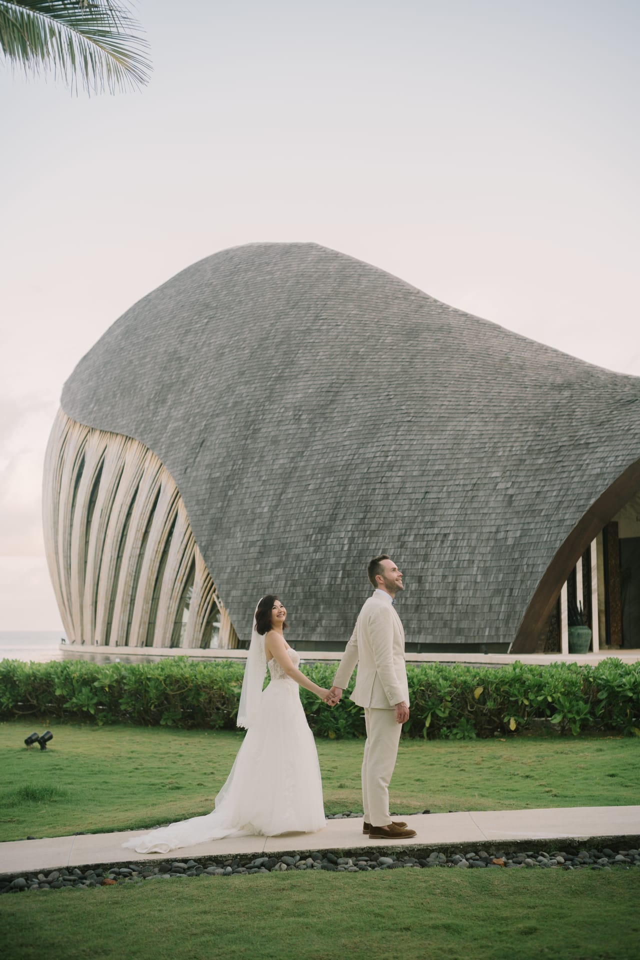 An intimate elopement ceremony surrounded by Bali greenery