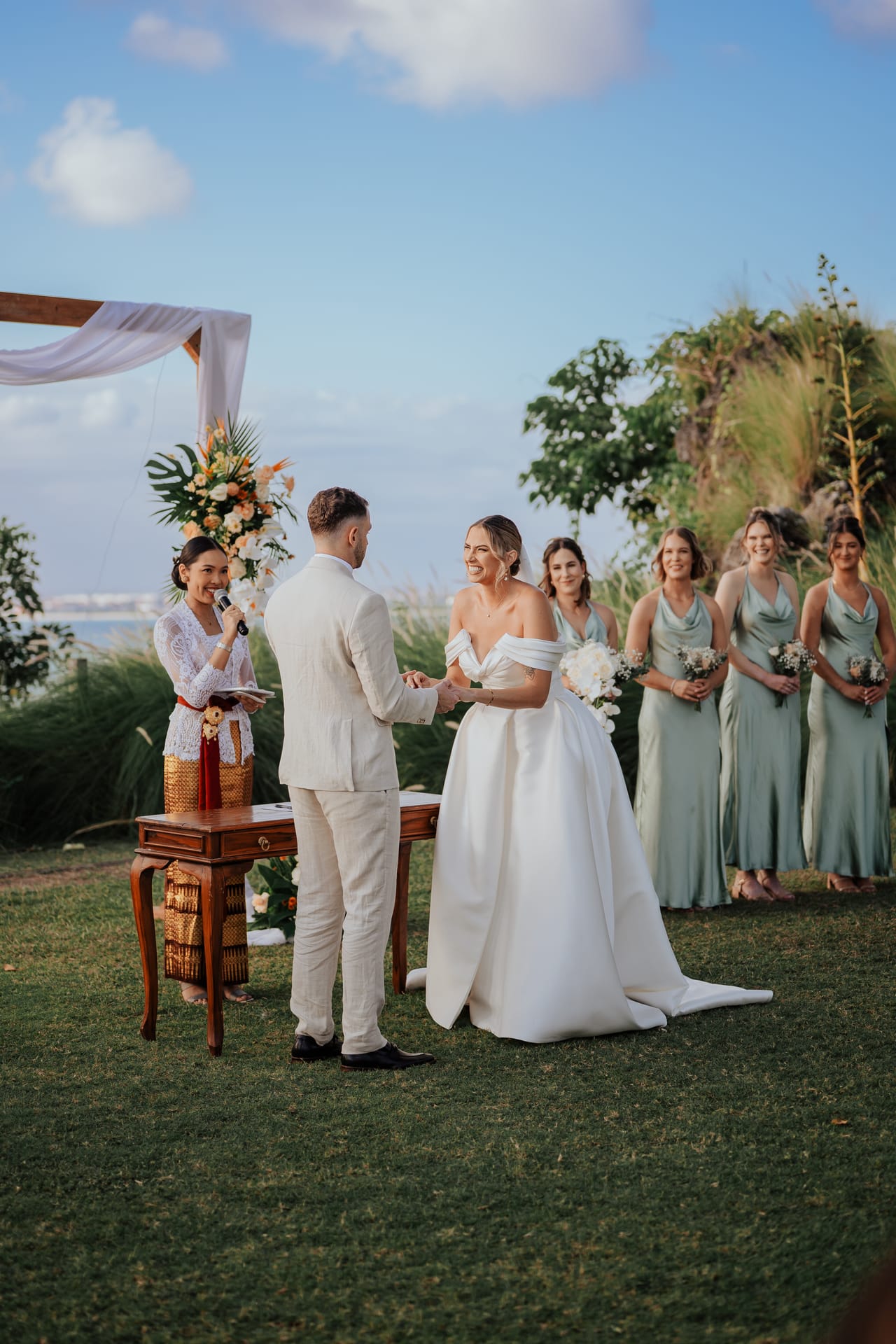 Guests enjoying an elegant Bali wedding reception